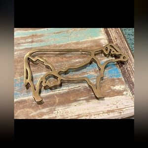 Vintage Brass Cow Trivet 10” Andrea Sadak Farm Cottage Barn